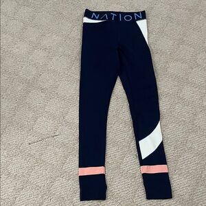 P E nation Navy Leggings with Pink and White Accents